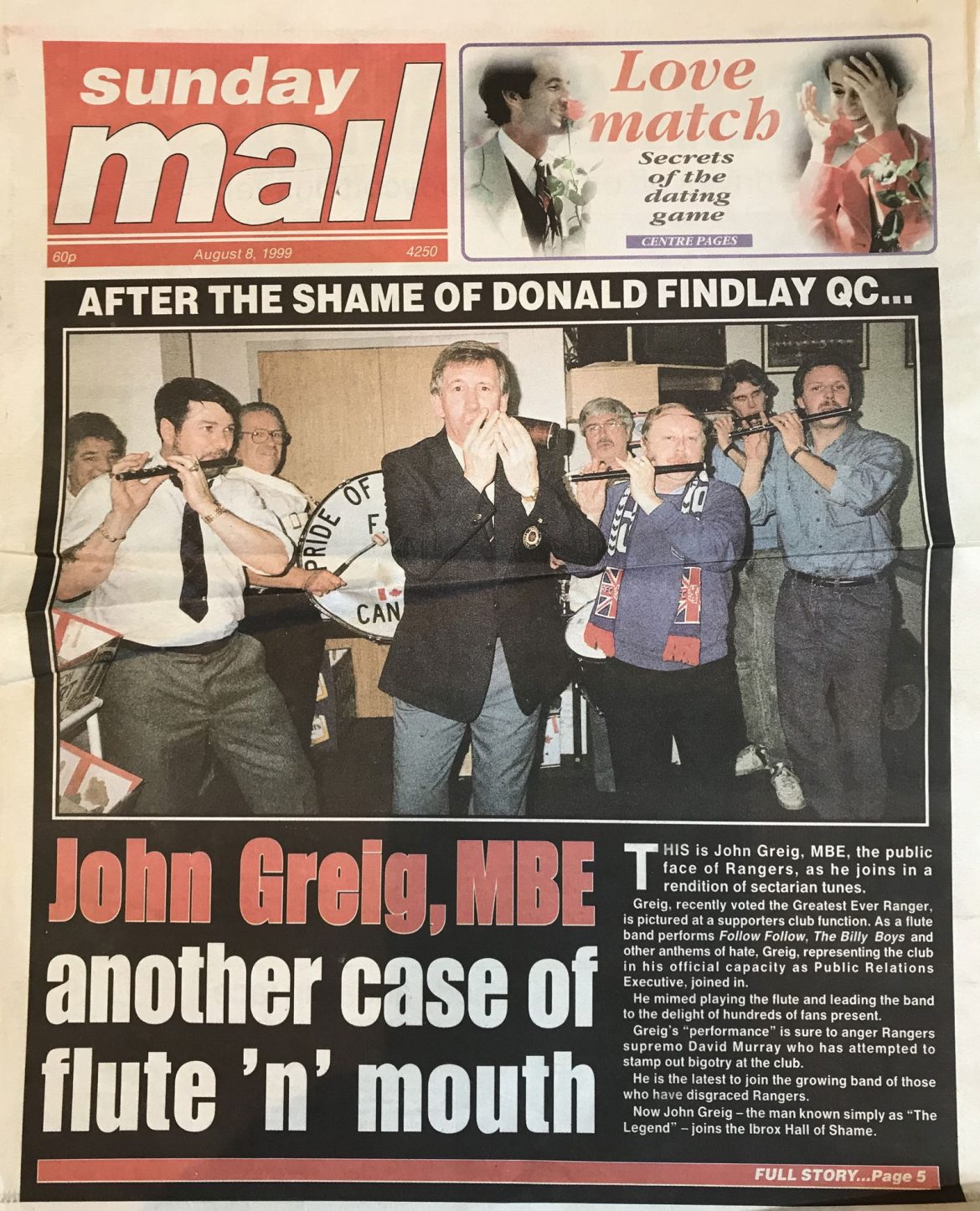 20 years ago today the Sunday Mail tried to smear and destroy John Greig